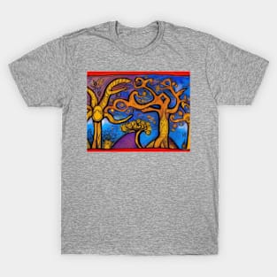 Folk Art Abstract Fairytale Forest T-Shirt